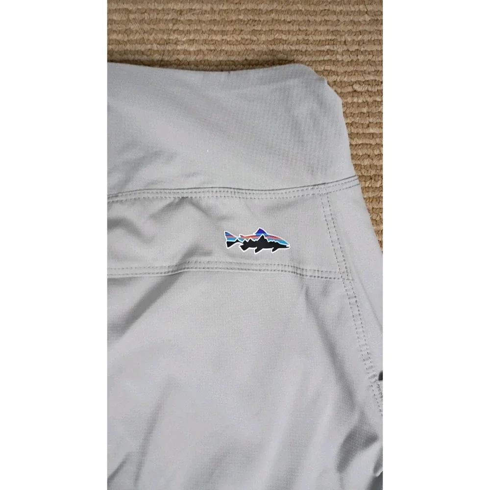 Patagonia Strider Skort Tech Fitz Roy Trout Log Adjustable Cinch Sides Gray Sz L